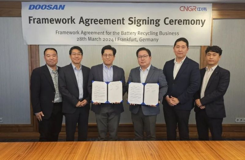 中偉股份與Doosan Recycling Solution簽訂框架協(xié)議，聯(lián)手探索電池回收領(lǐng)域